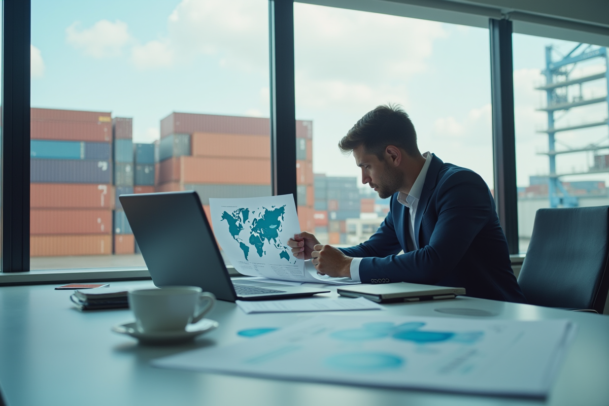 Diplômé en commerce international analyse des documents d