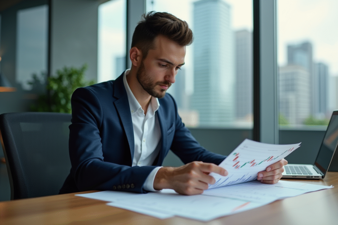 Jeune analyste financier regardant un graphique bitcoin