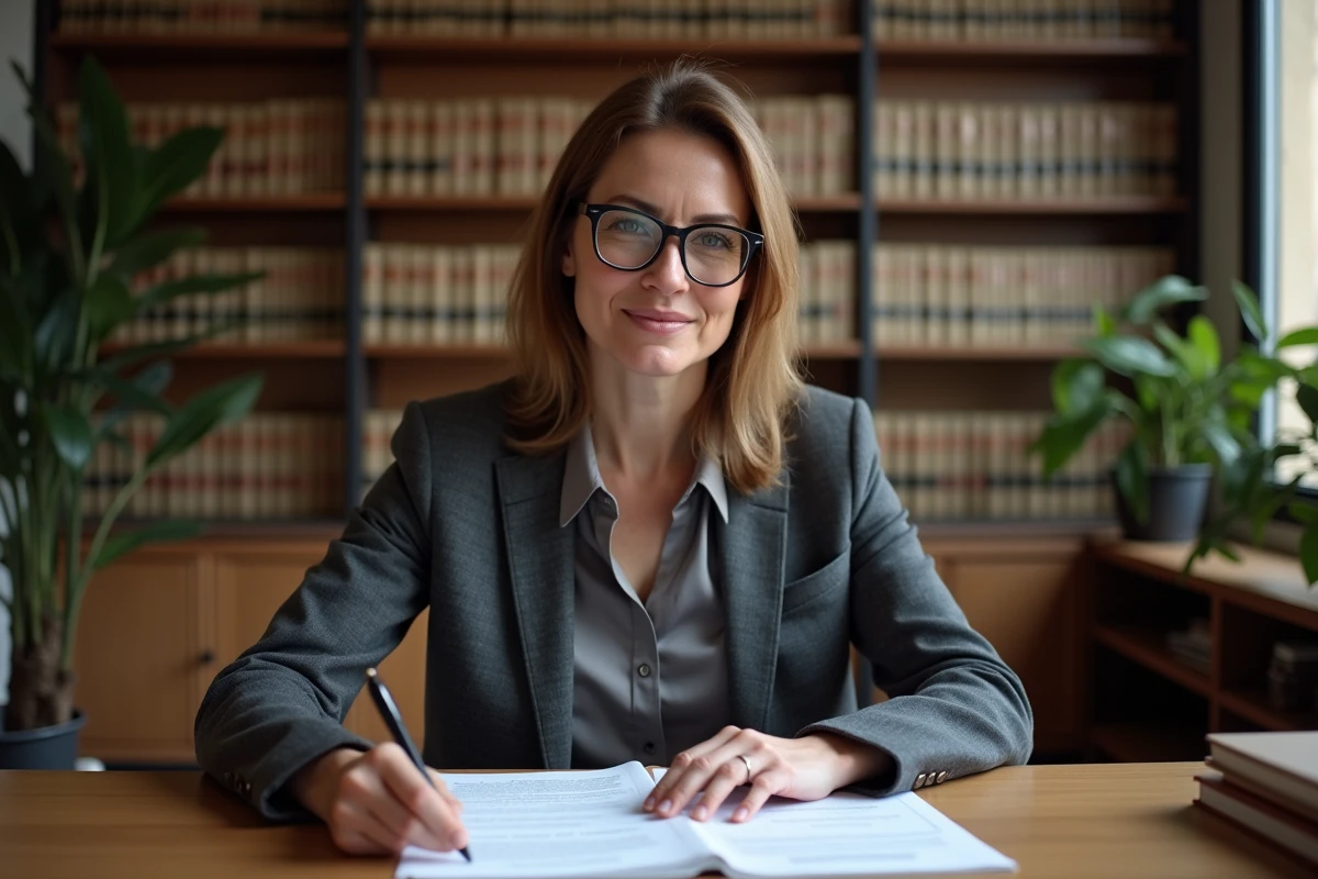Avocate en droit des affaires dans un cabinet juridique en région avec architecture française