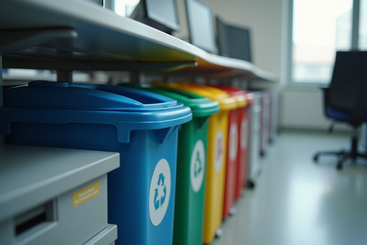 Organisation des bacs de tri sous bureau