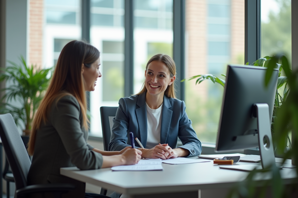 Conseiller et demandeur d emploi dans un centre emploi moderne