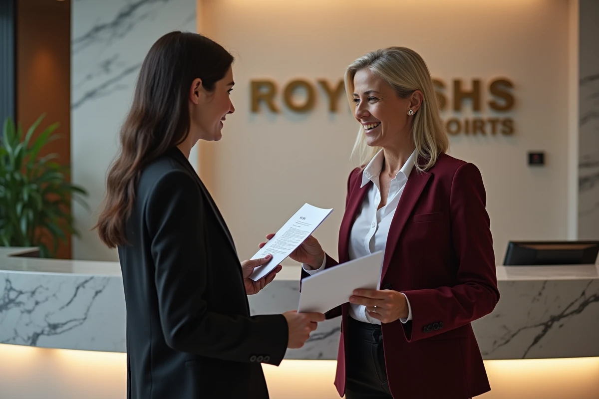 Deux avocates en droit des affaires comparant leurs salaires dans un cabinet moderne