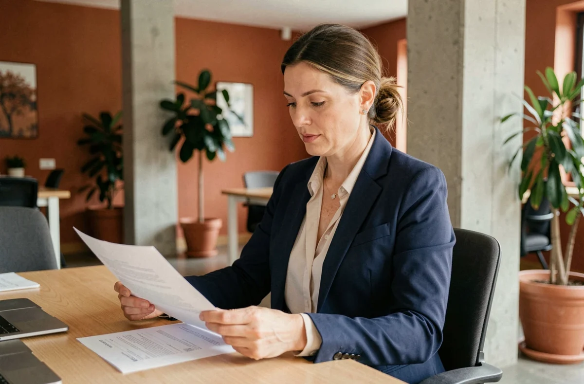 Femme consultante en portage salarial travaillant sur un contrat dans un espace de coworking à Nîmes