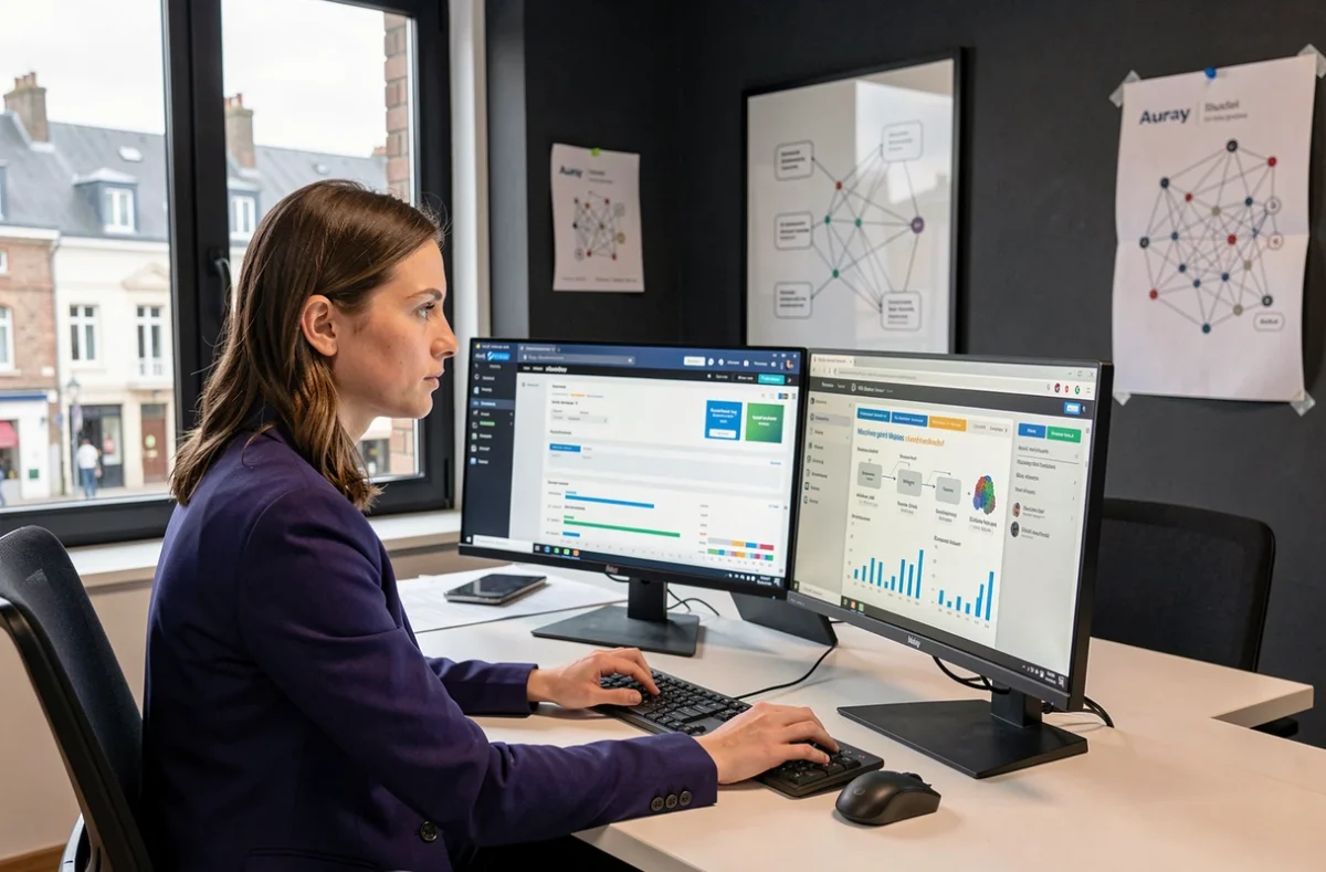 Spécialiste web et intelligence artificielle de l'agence E-declic à Auray devant ses outils IA