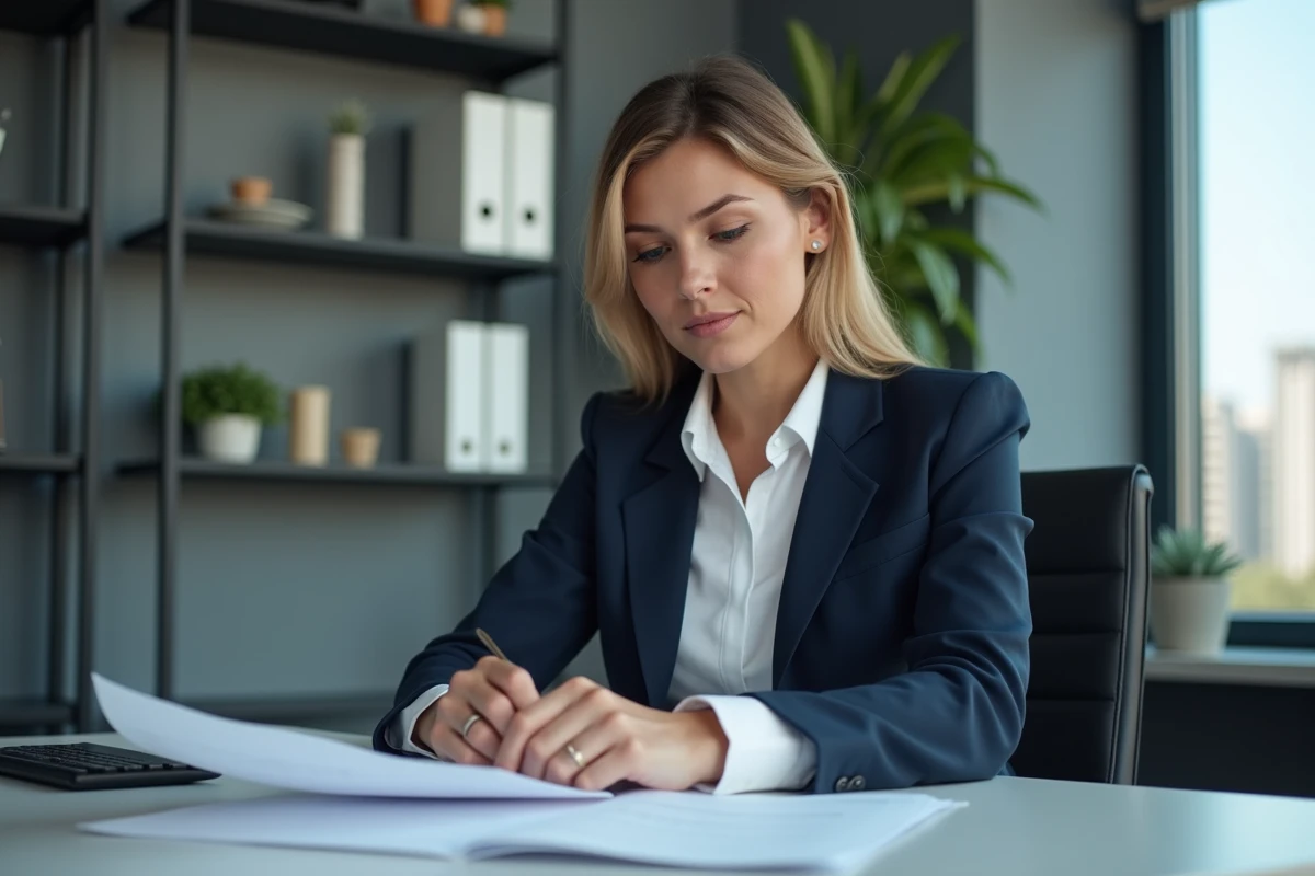 Femme d'affaires en réunion dans un bureau moderne