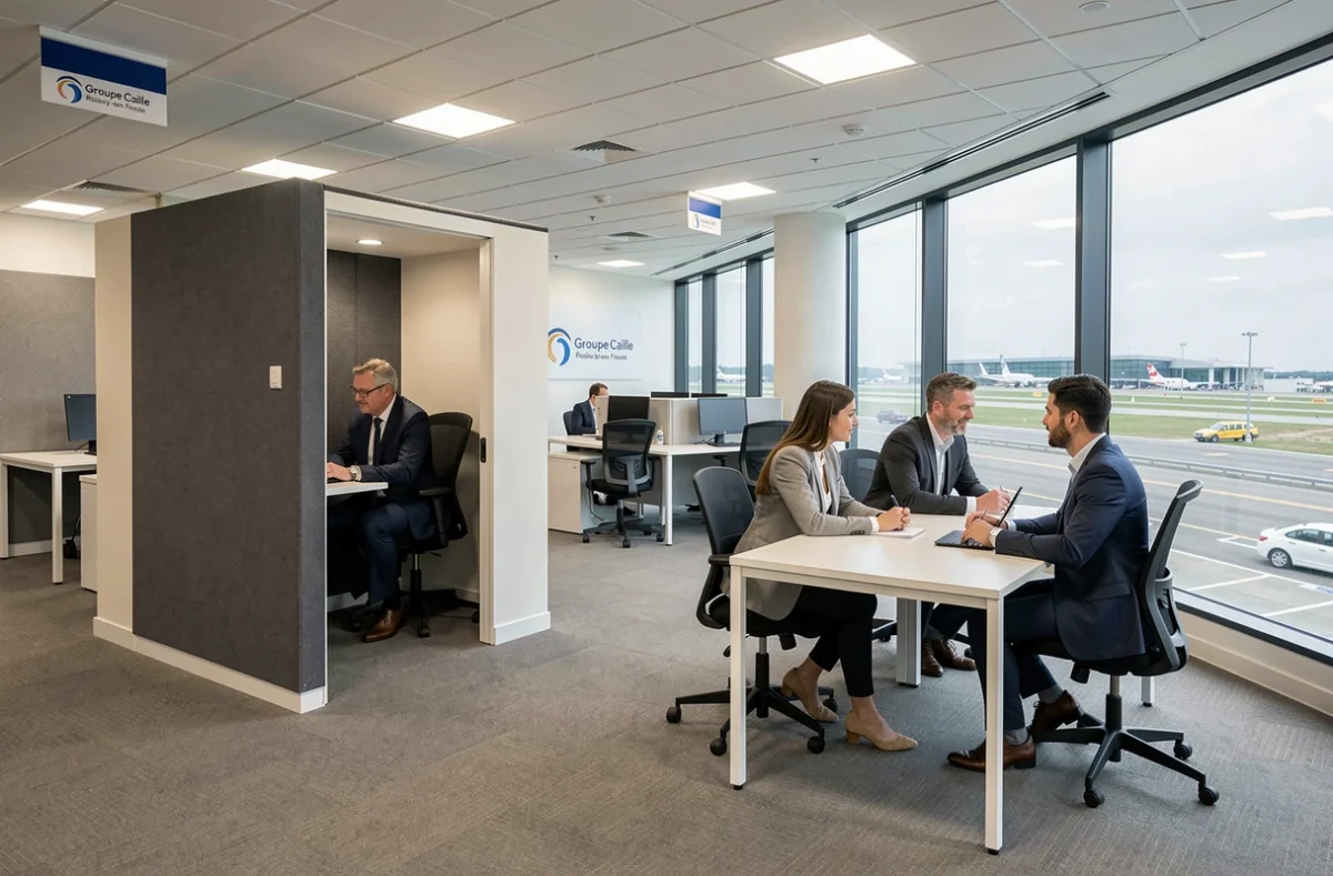 Espace professionnel Groupe Caille à Roissy-en-France avec vue sur les environs aéroportuaires