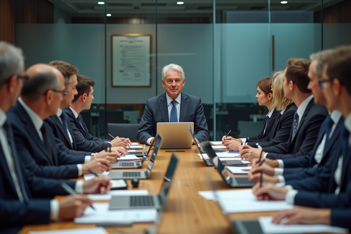 Groupe de personnes en réunion de travail collaborative