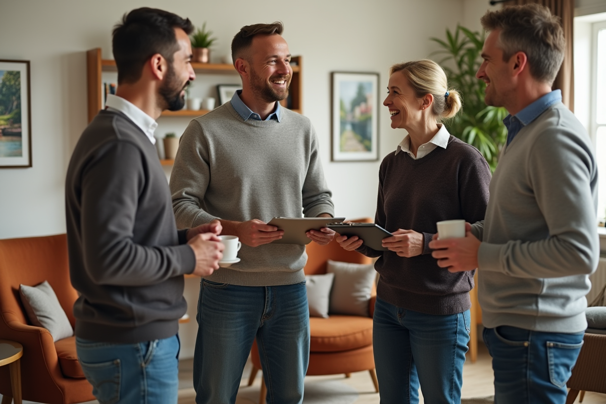 Groupe de personnes discutant dans un espace convivial