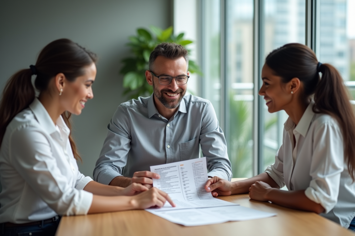 Groupe de trois adultes en réunion de sécurité au bureau