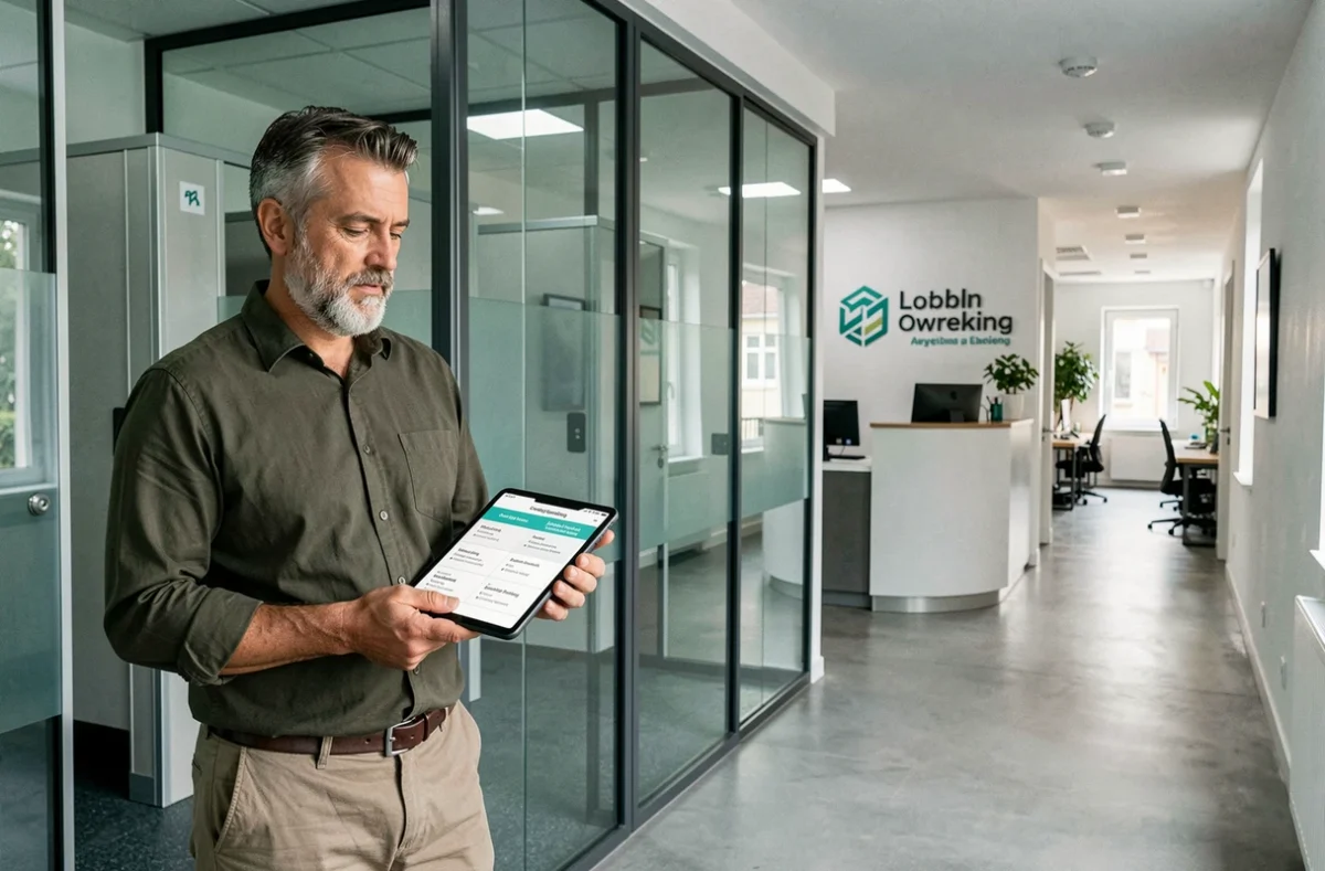 Homme consultant un comparatif de formules dans un espace coworking à Troyes