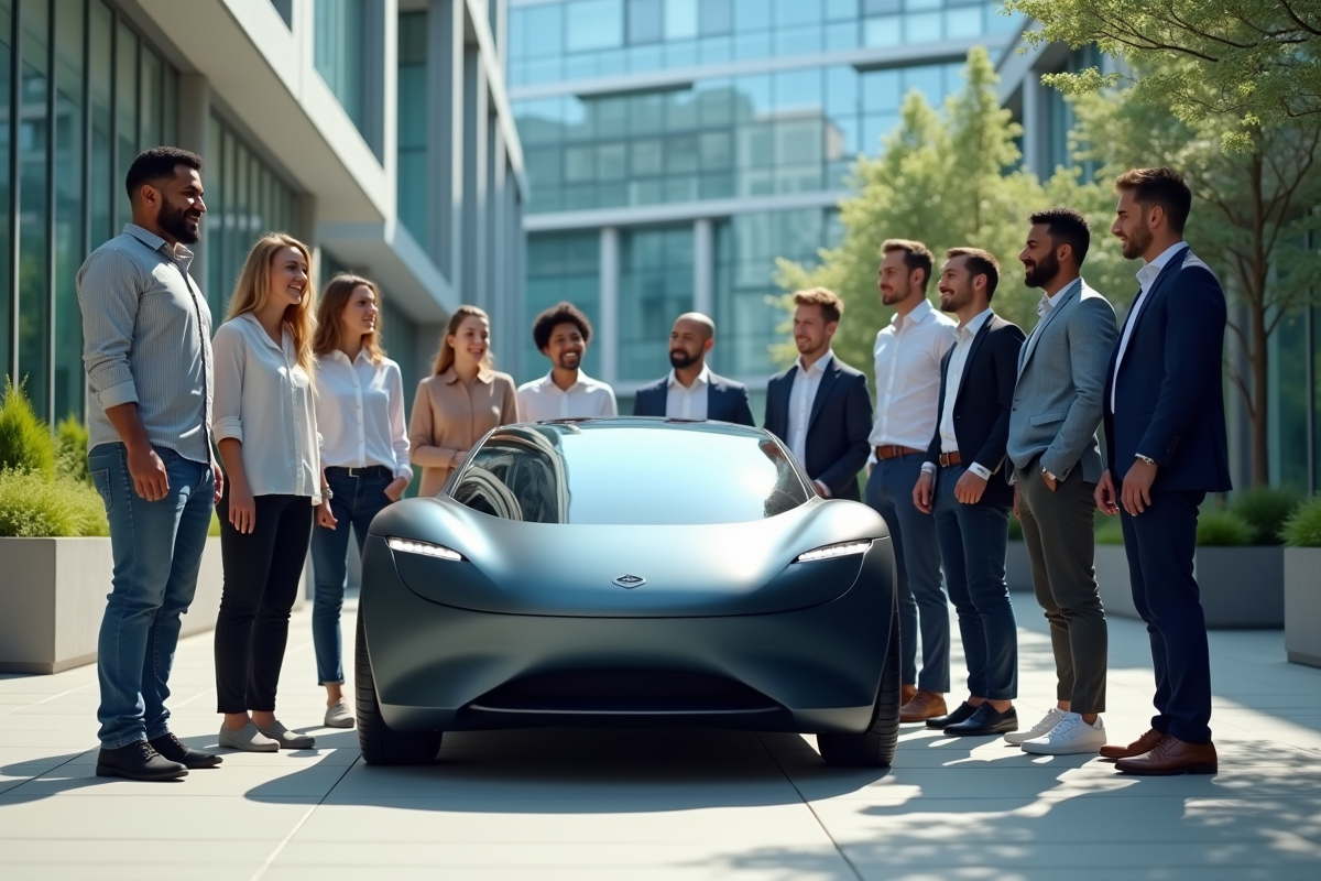 Groupe de jeunes professionnels autour d