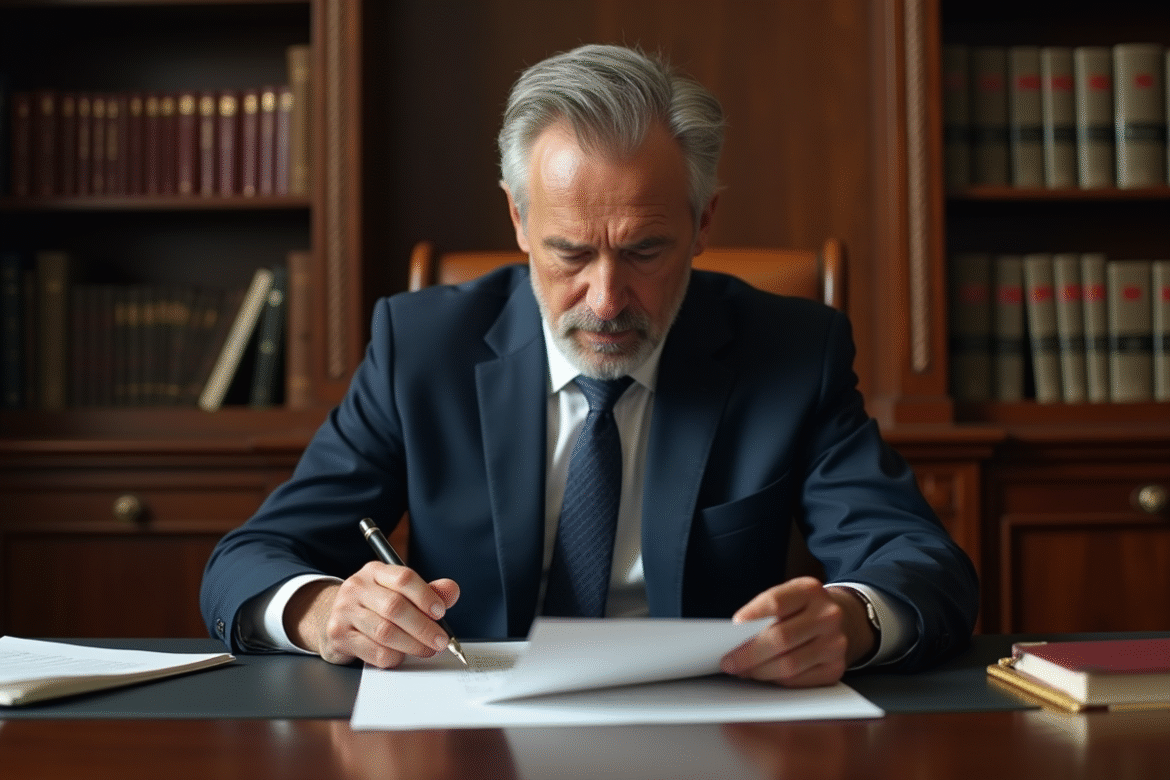 Législateur homme en costume dans un bureau élégant