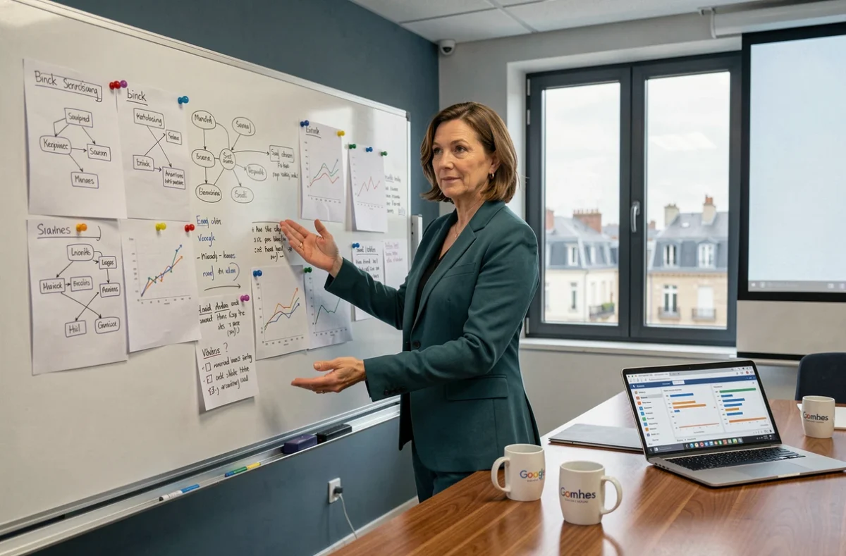 Consultante SEO de l'agence Native Conseil à Vannes présentant une stratégie de référencement