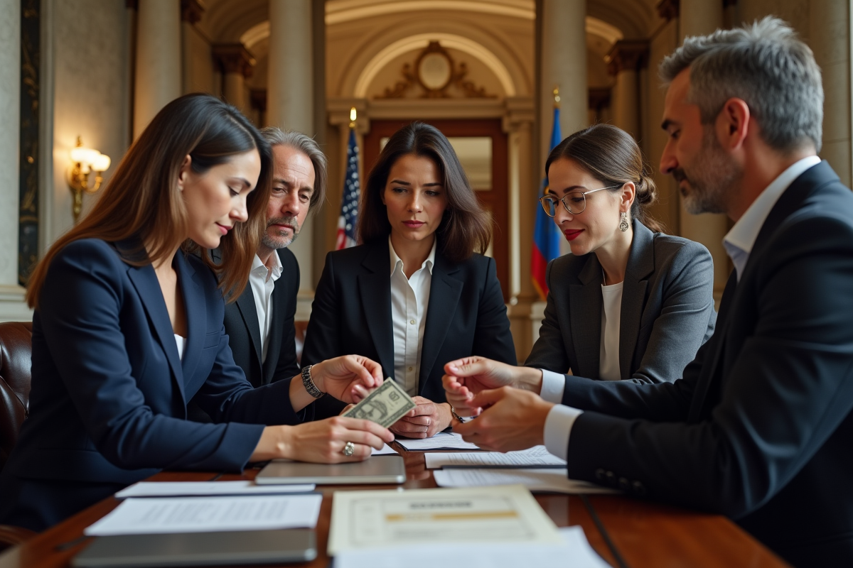 Officiels échangeant de l