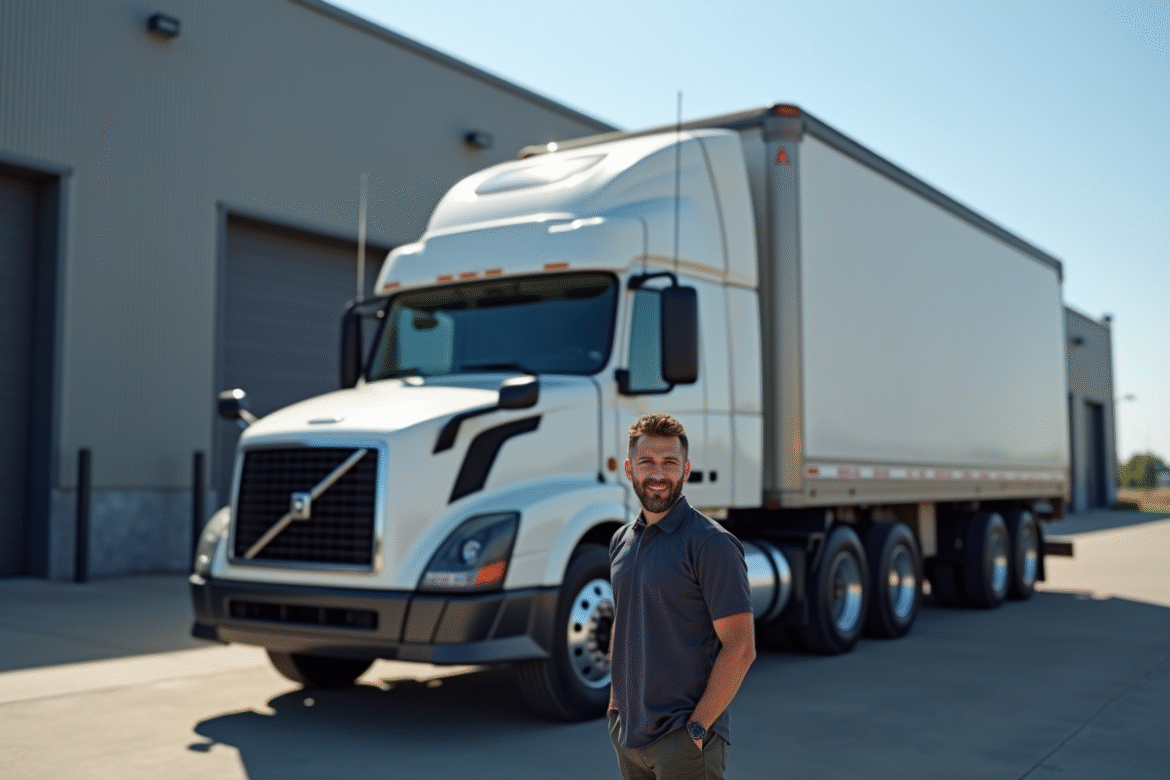 Propriétaire d'entreprise devant un camion de livraison propre et bien entretenu
