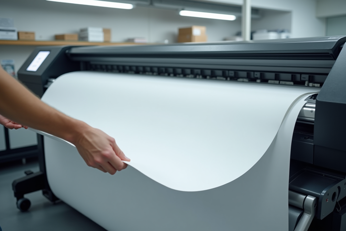 Main chargeant papier technique dans une grande imprimante